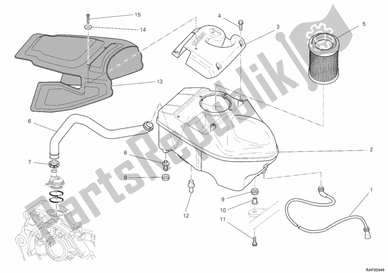 All parts for the Intake of the Ducati Hypermotard 1100 EVO 2012